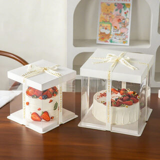 Fantasy cake box packaging box birthday square white 4 inches 6 six four 8 eight base dessert transparent 10 ten 12 inch double layer 5 sets