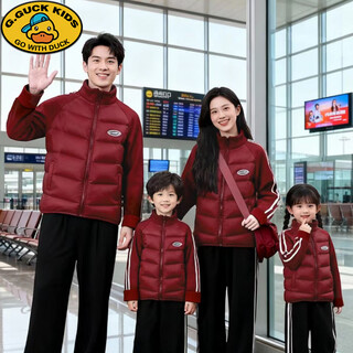 G.duck family of four whole family parent-child cotton clothing 2025 winter clothing mother and daughter clothing warm and stylish versatile coat cotton clothing red 100 cm