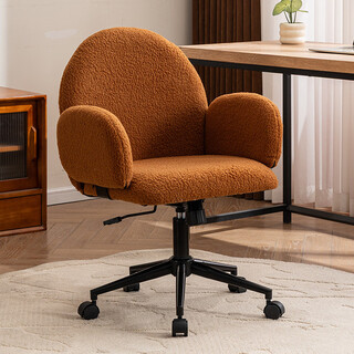 Fantasy computer chair girls makeup chair home ergonomic comfortable office seat back chair leisure stool lift chair emma orange/sheep velvet xiaoyao + three level air rod spray black five-star feet steel feet with footrests
