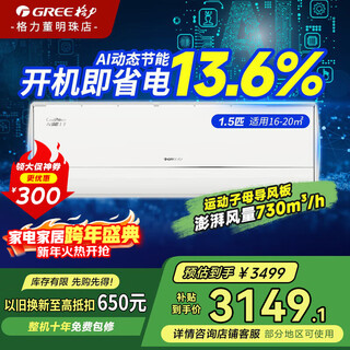 格力（GREE）空调【国家补贴】 AI节能王子新一级能效卧室空调挂机全域防直吹更舒适 运动子母导风板 1.5匹 一级能效【AI节能王子】