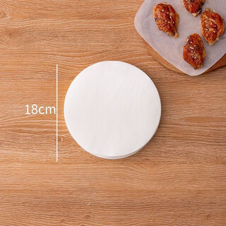 Air fryer special paper accessories oil-absorbing paper kitchen household oven barbecue tools pizza baking silicone paper pad white round non-porous 18cm 50 sheets