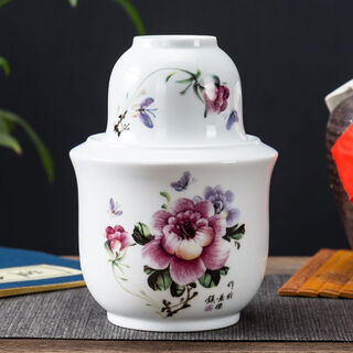 Yong huan hot wine warmer wine cup white wine wind hot wine set yellow wine warmer 250ml rich peony 3 pieces