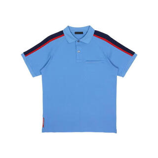 Prada luxury men's lapel short polo shirt blue s