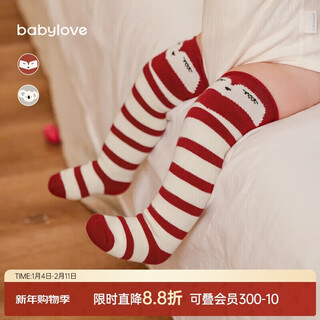 Babylove baby socks autumn and winter baby over-the-knee stockings terry socks newborn warm high socks red christmas socks