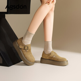 Augu shiden birkenstock shoes for women winter new retro all-match commuting casual lightweight soft sole comfortable increased thick sole shoes b143374 khaki 38