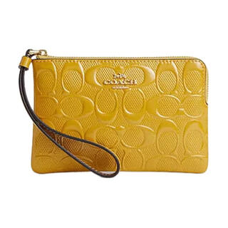 Coach corner zip 16 front metal logo zipper closure cow split leather wallet small size female default basic outfit (bag + dust bag)