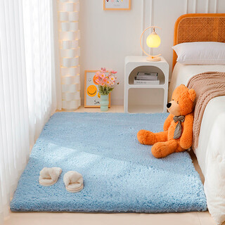 Xinjinngle lamb velvet bedside carpet bedroom floor mat living room thickened coffee table mat bay window mat camel blanket large area full floor blue gray 200cm*400cm