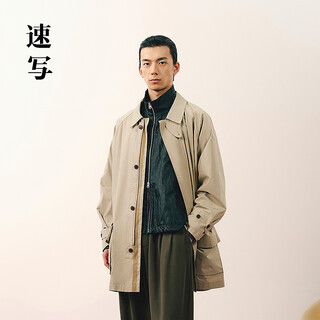 速写男装2026春新品风衣H型插肩袖翻领中长款9Q1912760 251中卡其 M