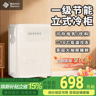 西泠立式冷柜小型冰柜一级能效风冷无霜小冰箱家用侧开门全冷藏冷冻转换抽屉式小冷藏冷冻柜母婴 100升 立式复古冷柜 一级能效 -18℃深冷速冻
