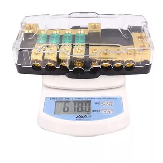 Car audio modification accessories multi-function fuse box with led light fuse holder four-way/two-in four-way junction box gold-plated copper