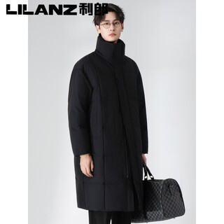 Lilang autumn and winter 90 white duck down down jacket men's medium long 2025 new coat style stand collar windbreaker warm jacket black m