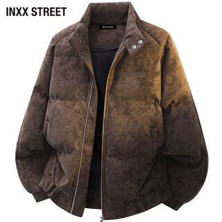 Inxx (inxx) inxx street american retro stand-up collar cotton coat for men in winter new lazy style thickened warm bread coat coffee color 2xl recommended 150-170jin jin equals 0.5 kg