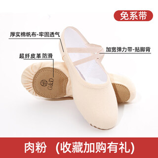 Shijanu new product dance shoes women's soft sole practice shoes ballet dance men's cat claw children adult camel body medium flesh powder free of laces 29