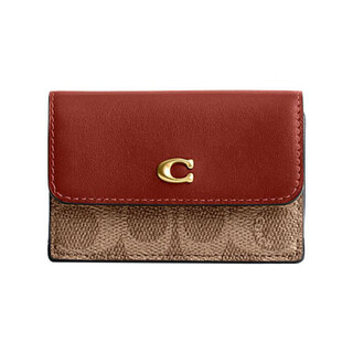 Coach trifold wallet 11 logo logo classic presbyopic flip snap button coated canvas and calfskin default basic package (bag + dust bag)