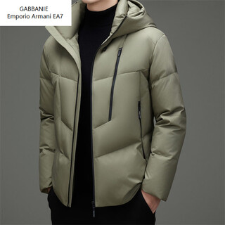 Emporio armani ea7 armani зимняя повседневная куртка на утином пуху с капюшоном, мужская утолщенная теплая пуховая куртка, модная мужская короткая свободная светло-зеленая xl 180 подходит для 130-150 Джин Джин равна 0,5 кг