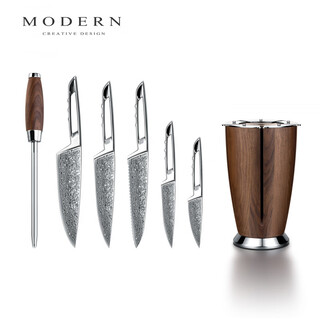 He jiagong modern modern yinfeng series complete set of knives damascus powder steel kitchen cooking knives housewarming gift 6-piece set 140mm 60 or less 176mm