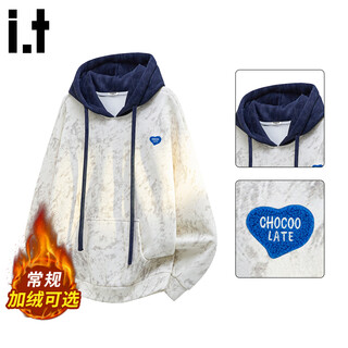 Chocoolate it men's trendy brand patchwork hooded sweatshirt for men 2025 winter new style plus velvet thickened red heavy top for men off-white counter quality 5xl recommended 210-230jin jin equals 0.5 kg