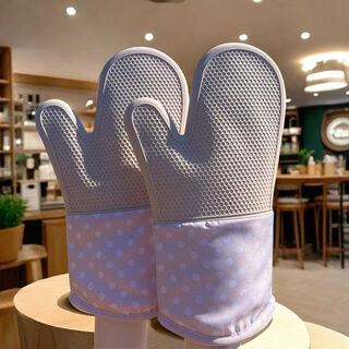 Wings oven microwave garment steamer steamer rice box baking anti-scalding gloves thickened high temperature resistant insulation kitchen 500 commercial silicone beige