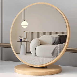 Bantang jinse mirror desktop vertical wooden element mirror simple desktop makeup mirror rotatable home student dormitory portable desktop makeup mirror deer animal mirror large imported fiberboard_damage guarantee