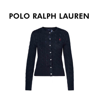 Ralph lauren women's new autumn and winter women's warm trendy loose version casual sports long sleeve knitted cardigan navy blue l