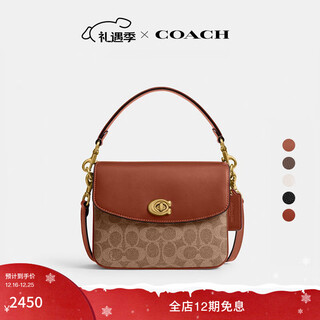 Coach christmas gift classic logo cassie no. 19 shoulder crossbody bag flip winter women's bag brown rust color (new version)