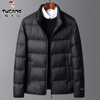 Woodpecker 90 white duck down jacket men's winter stand collar thickened cold warm bread jacket fashion simple jacket rr-yr8034 premium black m 170