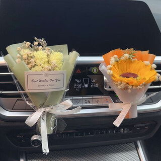 Yuan car aromatherapy, car air outlet decoration, dried flowers, small bouquets, air-conditioning vent perfume, immortal flowers, dried flowers, ornaments, all the way to the sun + meeting beauty + 2 perfumes