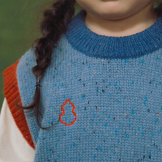 Papa climbing spring children's vest for boys and girls retro color matching wool soft inner warm vest blue 110