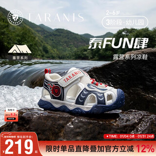 Tyranis summer new non-slip breathable casual shoes for boys and girls, toe-toe anti-kick functional shoes and sandals, white/blue/red 28, inner length 18cm, suitable for feet 17.0cm long