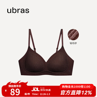 Ubras off-size special offer diamond gauze sandwich soft support back hook invisible wire-free bra bra small breast push-up bra hot cocoa color m 75a-75b