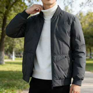 Scarecrow (mexican) men's lightweight down jacket autumn and winter thickened warm short down jacket baseball collar 2026 winter dad clothes haze blue 3xl 148-165jin jin is equal to 0.5 kg