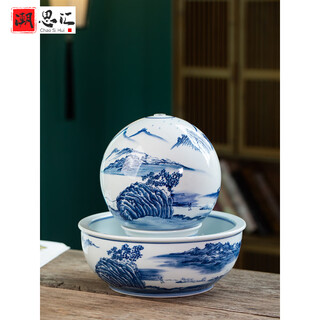 Chaosihui floor-standing water fountain vase ornaments ceramic home accessories modern simple humidifier living room club ornaments landscape water ornaments (height 29cm width 29cm)