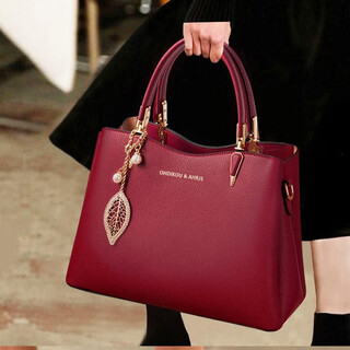 Woodpecker (tucano) genuine leather bridal red bag female mother wedding bag middle-aged ladies handbag mother-in-law female bag large capacity 2361 burgundy (silk scarf + gift bag)