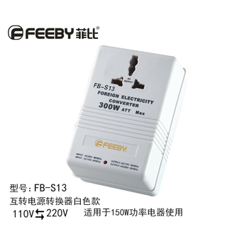 Voltage converter 110v to 220v power transformer small household appliances 220v to 110v charging conversion adapter fb-s133 white 300w mutual conversion