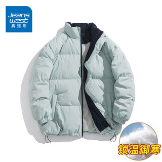 Jeanswest cotton-padded jacket men's winter 2026 american contrasting color cotton-padded jacket warm couple bread coat thick coat mint green 3xl