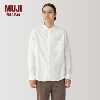 Muji men's flannel stand-collar long-sleeved shirt men's shirt jacket men's top winter air-conditioned shirt off-white m(170/92a)