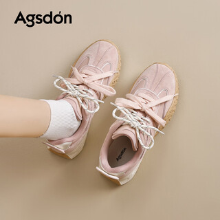 Agsdon moral training shoes for women winter new two-color soft sole comfortable sports casual shoes b161180 pink 39