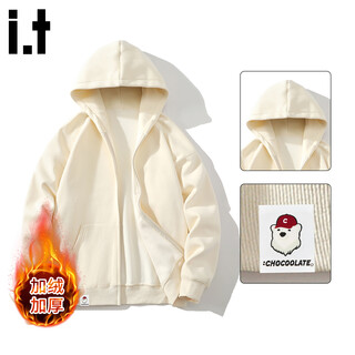 Chocoolate it men's burgundy hooded velvet thickened sweatshirt for men 2025 autumn and winter trendy versatile casual jacket apricot m recommended 100-120jin jin equals 0.5 kg