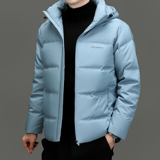 Lilanz herren neue winterliche weiße entendaunen-kurz-daunenjacke mit kapuze für junge und mittlere menschen, lässige warme, verdickte jacke, trendig, hellblau, l 175 (empfohlen 115–130 jin jin entspricht 0,5 kg)
