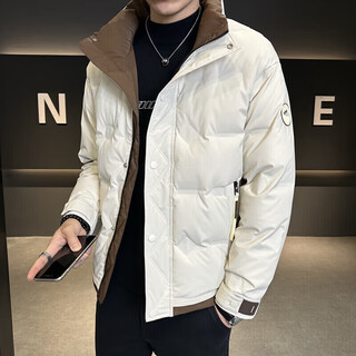 Lilanz winter thickened down jacket men's short 2025 new casual stand-up collar white duck down warm outdoor 593 white xl 115-130jin jin equals 0.5 kg