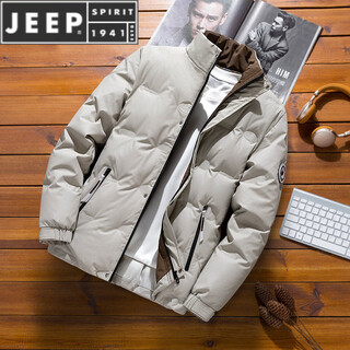 Jeep spirit autumn and winter men's down jacket 2025 new thickened short casual tops handsome stand-up collar jacket off-white down m recommended 80-105jin jin equals 0.5 kg