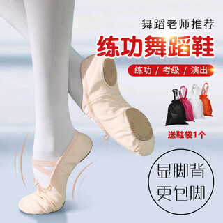 Yidai dance shoes for adults and children, soft-soled exercise shoes for men and women, cat claw shoes, body shoes, yoga shoes, ballet latin dance shoes, flesh-colored cloth toe, size 38/recommended foot length 22.5cm