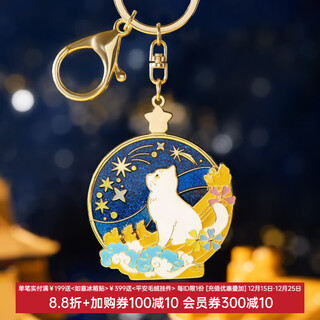 Museum, cultural and creative palace cat car keychain ring couple pendant starry sky decoration pendant birthday gift christmas stargazing cat