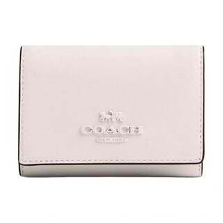 Coach micro 10 logo logo snap closure exquisite calfskin wallet mini women's silver patchwork basic outfit (bag + dust bag) default