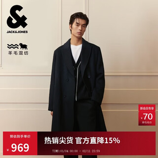 Jack&jones autumn and winter men's woolen coat tops warm jackets loose flat lapel double-breasted buttons for men