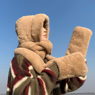 Viney hat, scarf and gloves all in one men's windproof winter warm boys' plush neck scarf and earmuffs three-piece set brown coffee gift for husband and boyfriend's birthday anniversary 2024 spring, summer, autumn and winter father