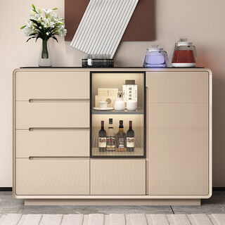 Shengjiang liangcai tea bar machine integrated cabinet smart home living room light luxury multi-functional water dispenser wall sideboard tea cabinet wine cabinet 100 wide 38 thick 95 high (cream white) warm