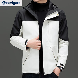 Navigare italian small sailing velvet cotton coat for men, velvet thickened and warm, outdoor windproof and waterproof jacket, cold protection 802187 black and white m