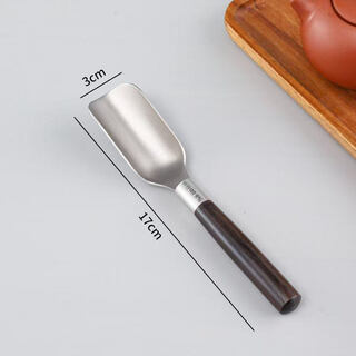 Jingxiang food titanium split tea spoon tea shovel tea spoon household tea spoon tea clip tea spoon tea ceremony six gentlemen tea set accessories wooden titanium tea spoon (round handle)