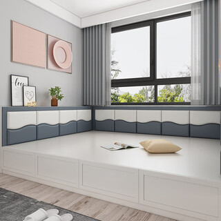 Nolin tatami wall-mounted soft-covered bedside soft-covered cushions customized cat claw leather tatami anti-collision wall stickers soft-covered backrest waterproof and moisture-proof log carbon fiber board kd7 high-grade gray + athens white length 1